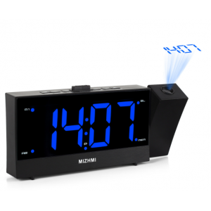 木纹1.8寸多功能USB充电收音机创意LED电子闹钟投影时钟